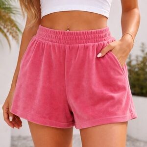 GAP Shorts High Waist Pink Velour